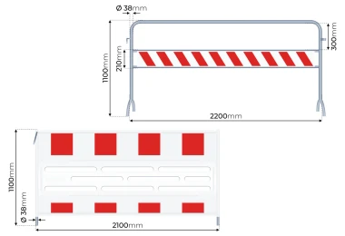 PVC-Absperrschranke Rot/Weiß